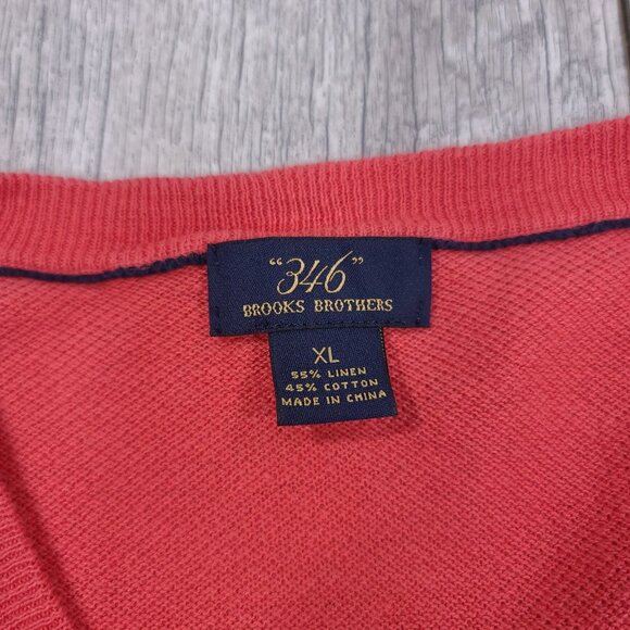 Brooks Brothers Sweater Vest Mens XL Pink Linen Blend V-Neck Pullover Golf Light - Picture 5 of 5